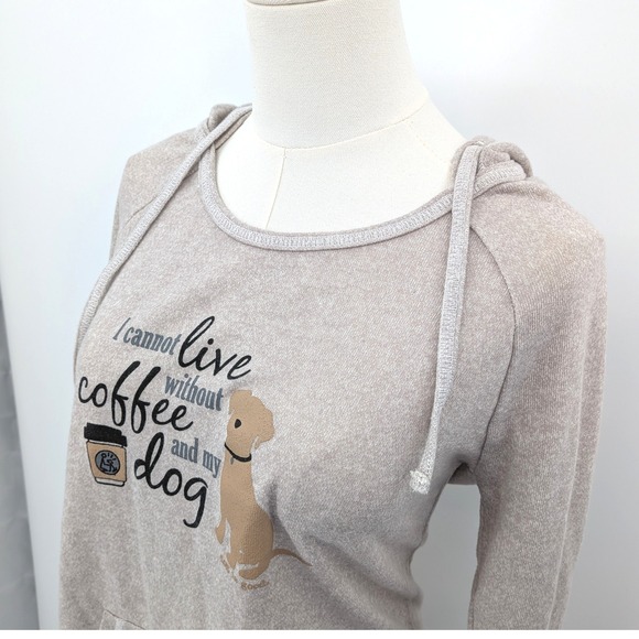 Dog Is Good Sz. S Hoodie "I Cannot Live Without Coffee and My Dog" Pullover - Picture 7 of 9